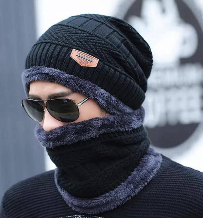 Beanie Wool Cap With Neck Warmer